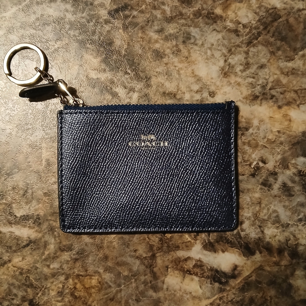 Coach Dark Blue Leather Card Holder